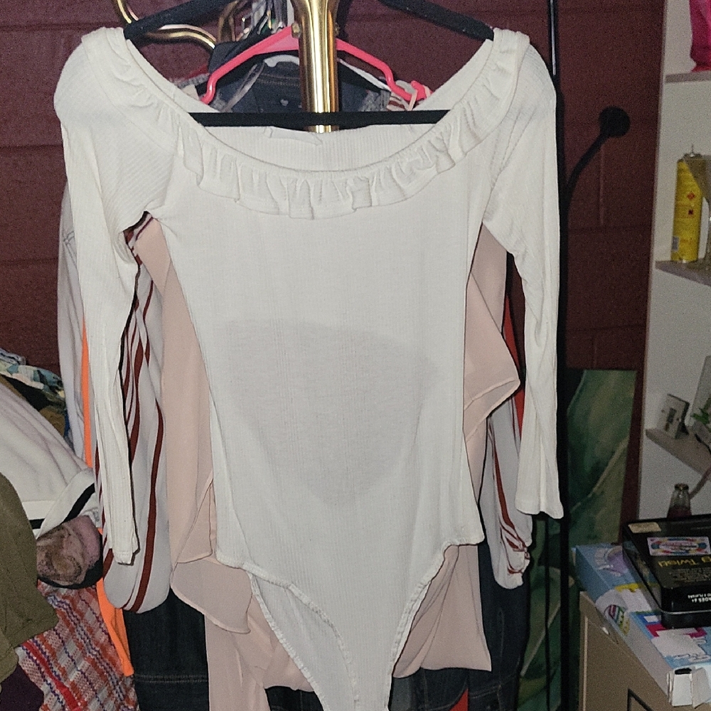 White Ruffled Off-Shoulder Bodysuit